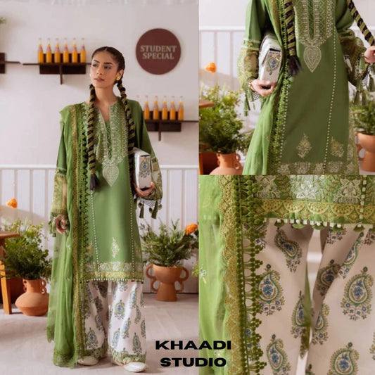 Lawn 3pc unstitched embroidered summer collection suit