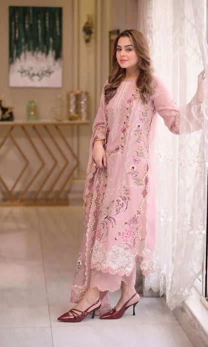 Lawn 3pc usntitched embroidered summer collection suit
