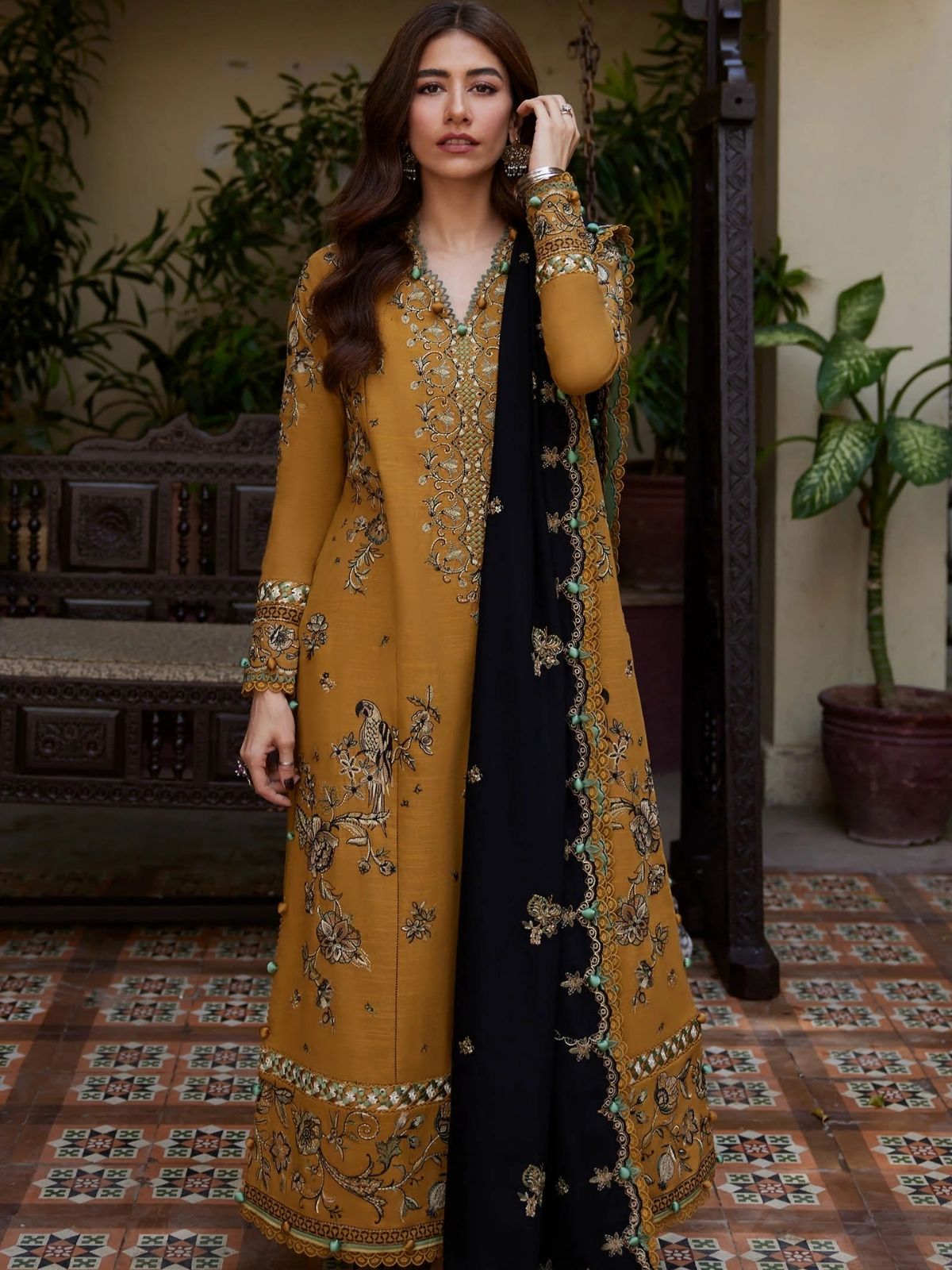 Dhanak 3pc unstitched embroidered winter collection suit