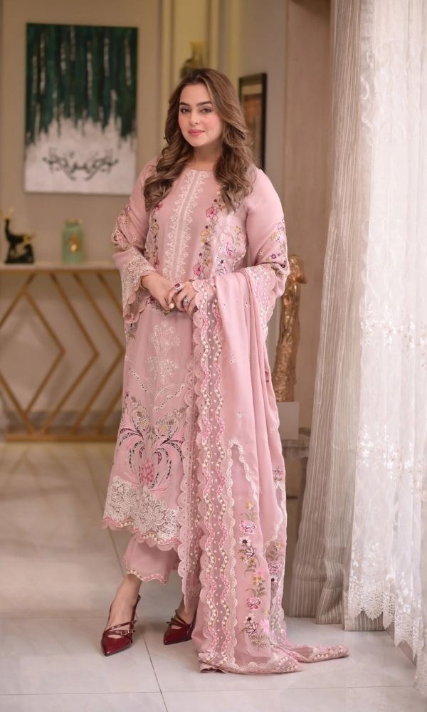 Lawn 3pc usntitched embroidered summer collection suit