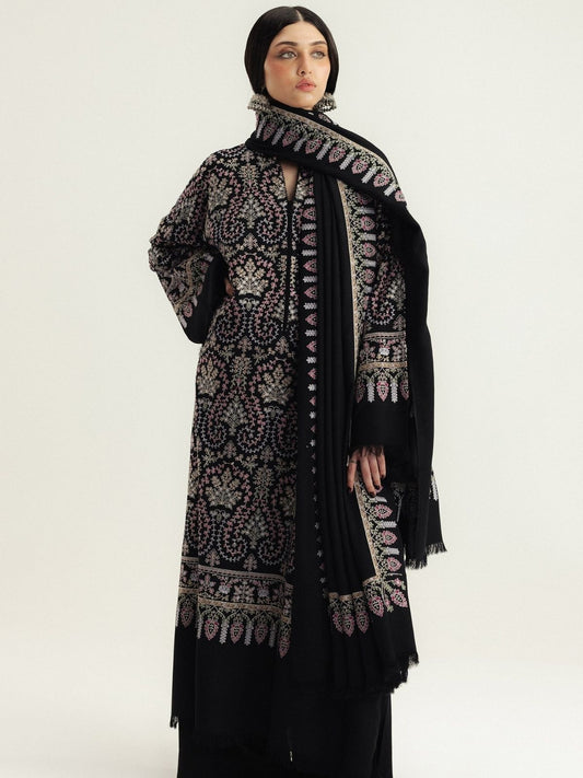 Dhanak 3pc unstitched fully embroidered winter collection suit