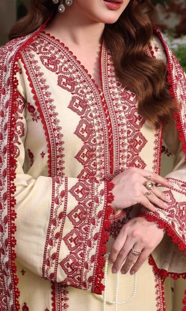 Dhanak 3pc unstitched embroidered suit