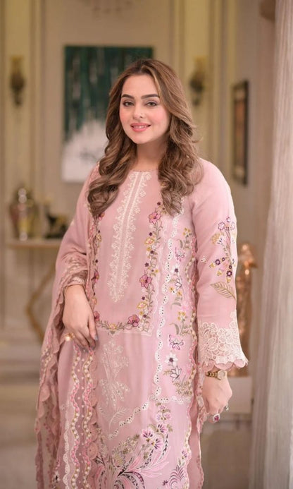 Lawn 3pc usntitched embroidered summer collection suit