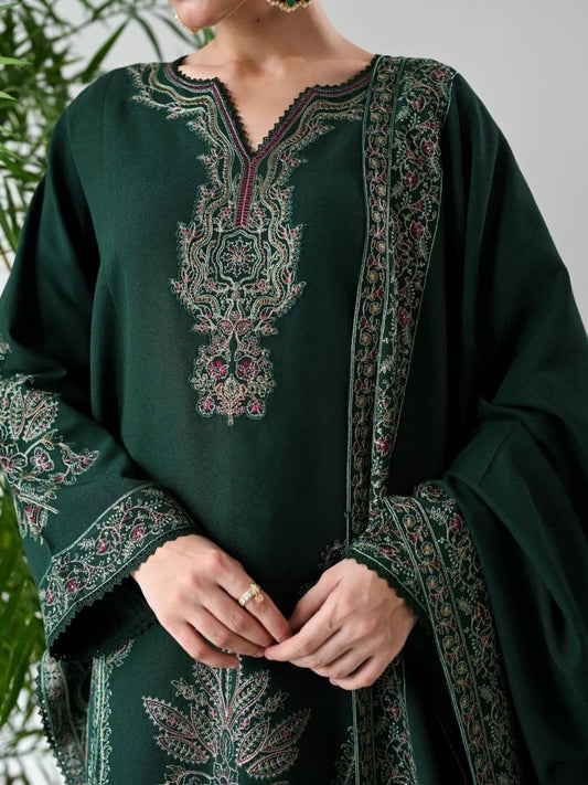Dhanak 3pc unstitched embroidered winter collection suit