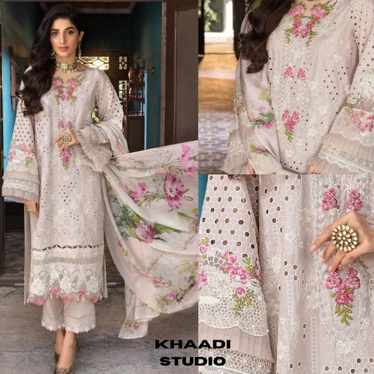 Lawn 3pc unstitched heavy boring embroidered suit