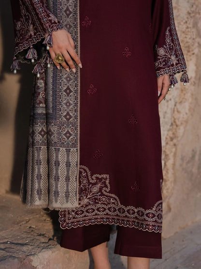 Dhanak 3pc unstitched embroidered winter collection suit