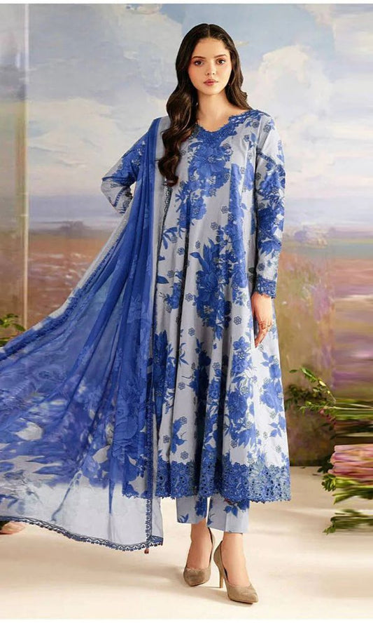 Khaddar 3pc unstitched digital printed suit with patches