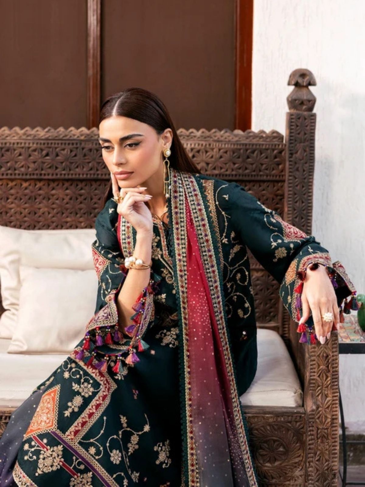 Dhanak 3pc unstitched embroidered winter collection suit
