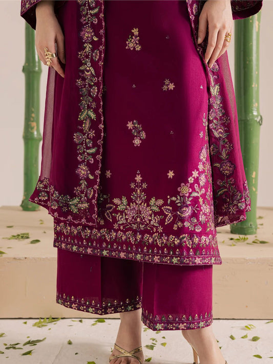 Lawn 3pc unstitched embroiered summer collection suit