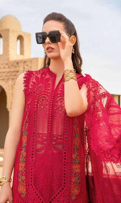 Lawn chiken kari boring fully embroidered suit with pallu patches
