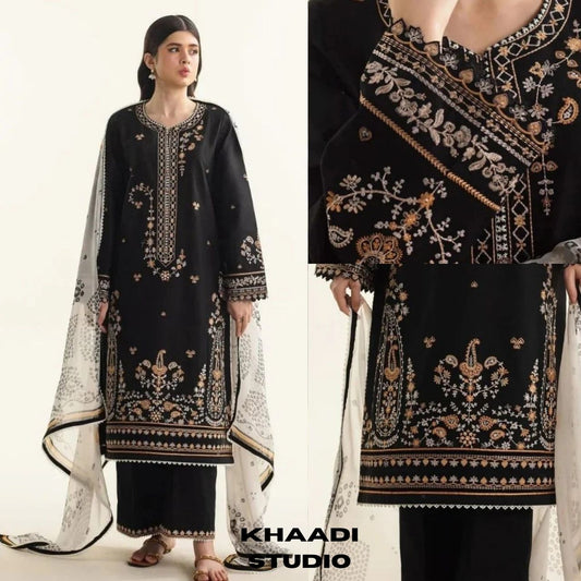 Lawn 3pc unstitched fully embroidered suit