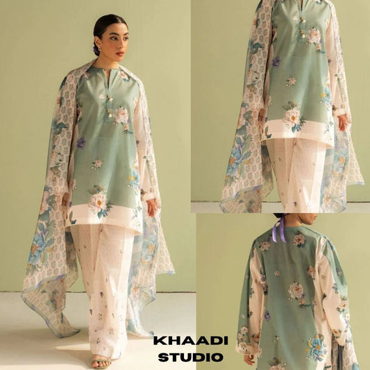 Lawn 3pc unstitched luxury digital printed suit