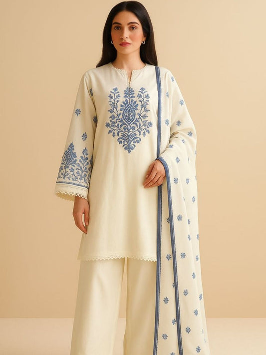 Dhanak 3pc unstitched embroidered winter collection suit