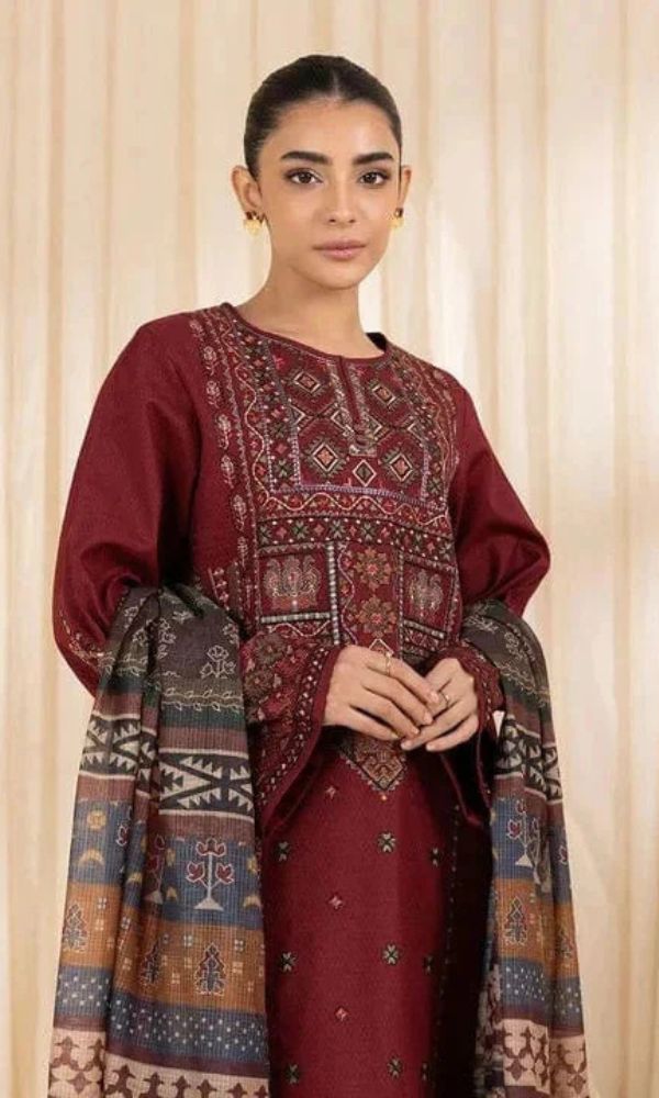 Lawn 3pc usntitched kashmiri embroidered suit