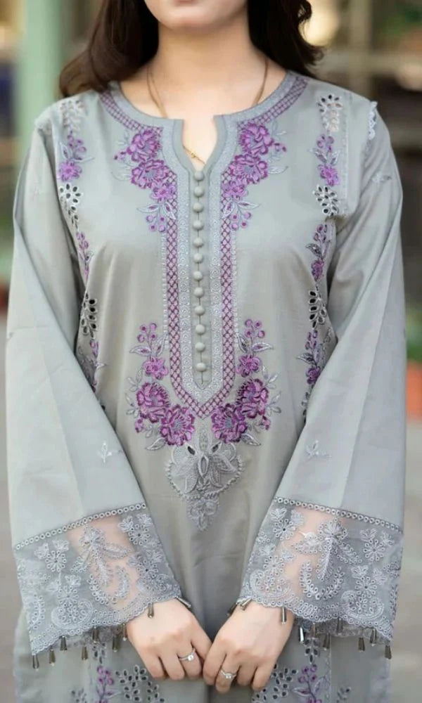Lawn 3 pc unstitched embroidered summer collection suit