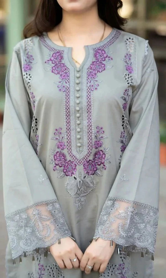 Lawn 3 pc unstitched embroidered summer collection suit