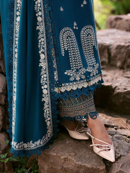 Dhanak 3pc unstitched winter collection embroidered suit
