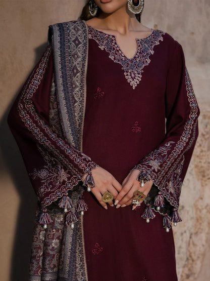 Dhanak 3pc unstitched embroidered winter collection suit
