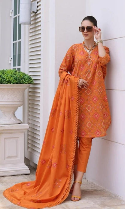 Lawn 3pc unstitched fully embroidered suit