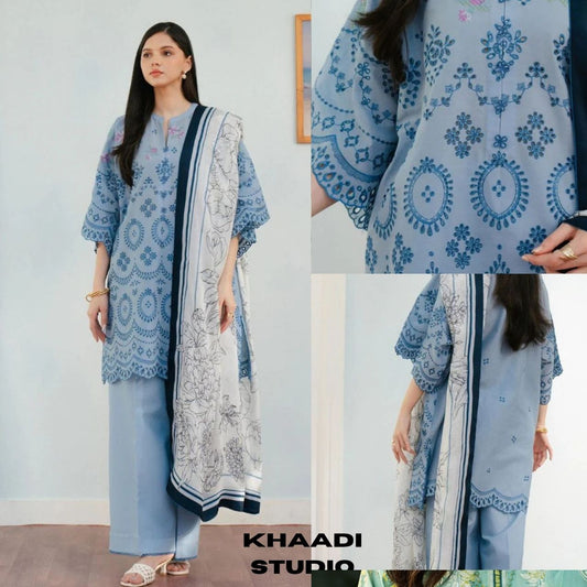 Lawn 3pc fully embroidered suit