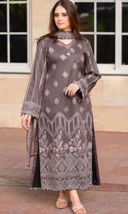 Lawn 3pc unstitched summer collection embroidered suit