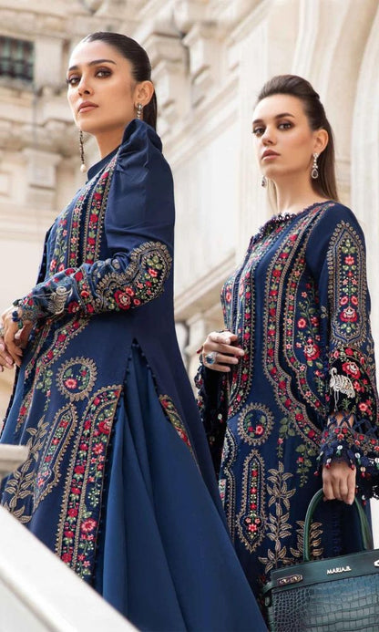 Dhanak 3pc unstitched heavy embroidered suit with velvet work