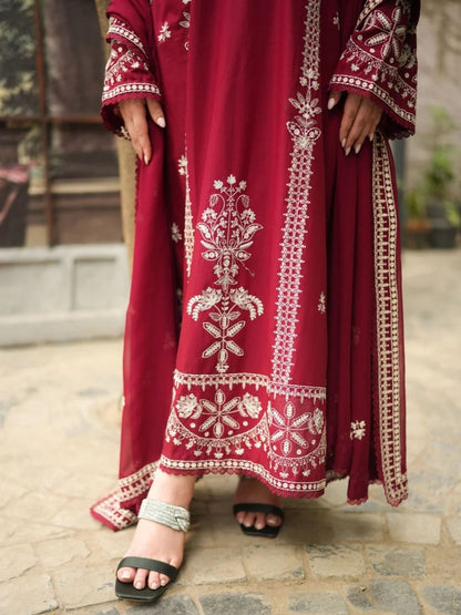 Dhanak 3pc unstitched fully beautiful embroidered winter collection suit