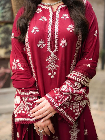 Dhanak 3pc unstitched fully beautiful embroidered winter collection suit