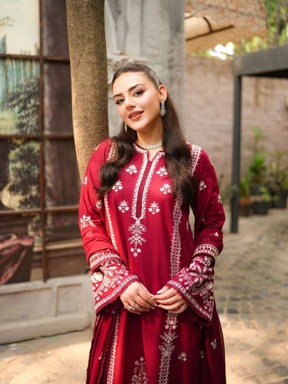 Dhanak 3pc unstitched fully beautiful embroidered winter collection suit