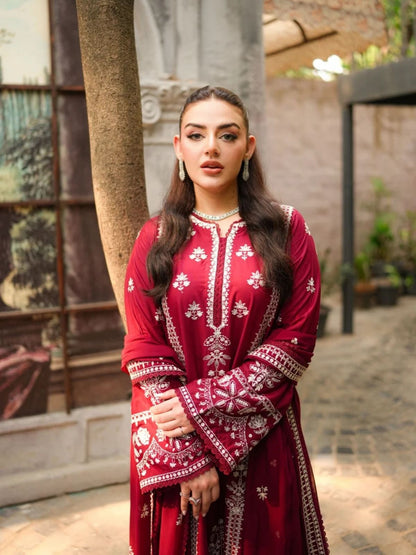 Dhanak 3pc unstitched fully beautiful embroidered winter collection suit