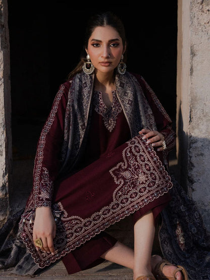 Dhanak 3pc unstitched embroidered winter collection suit