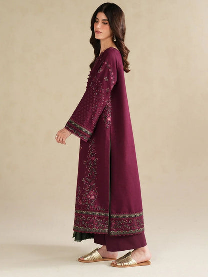 Dhanak 3pc unstitched winter collection embroidered suit