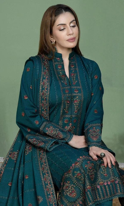 Dhanak 3pc unstitched embroidered winter collection suit
