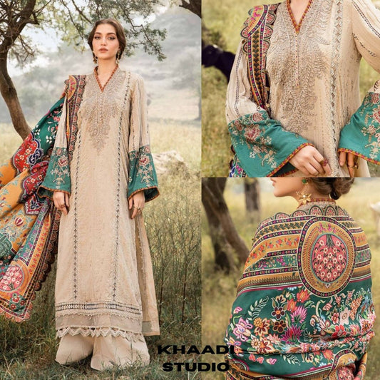 Lawn 3pc unstitched embroidered summer collection suit