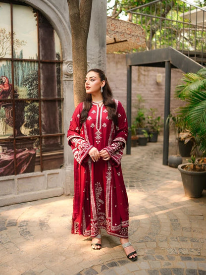 Dhanak 3pc unstitched fully beautiful embroidered winter collection suit