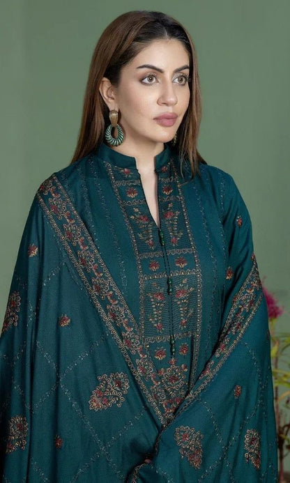 Dhanak 3pc unstitched embroidered winter collection suit
