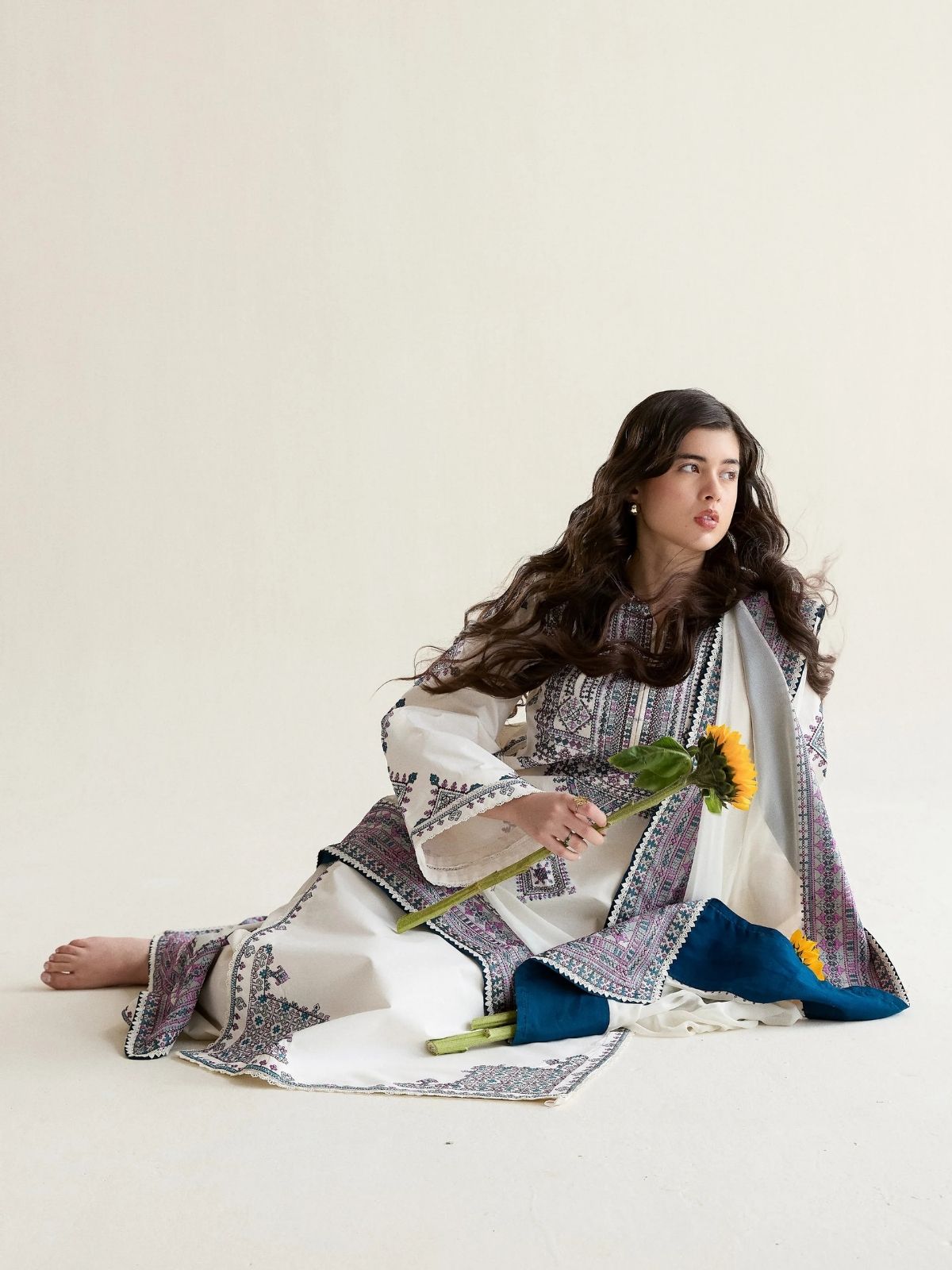 Dhanak 3pc unstitched fully embriodered winter collection suit