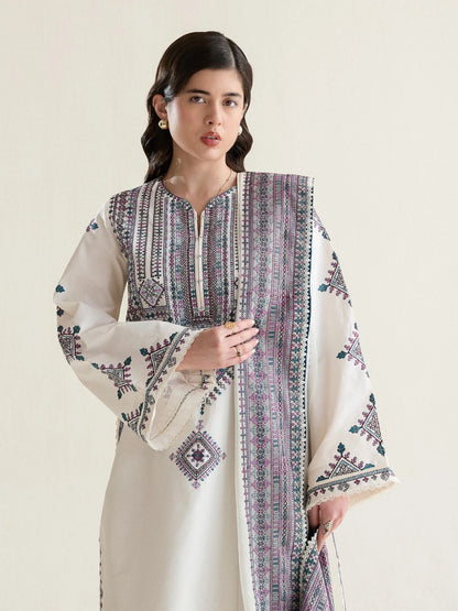 Dhanak 3pc unstitched fully embriodered winter collection suit