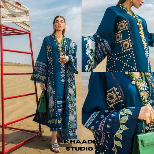 Lawn 3pc unstitched heavy embroidered suit