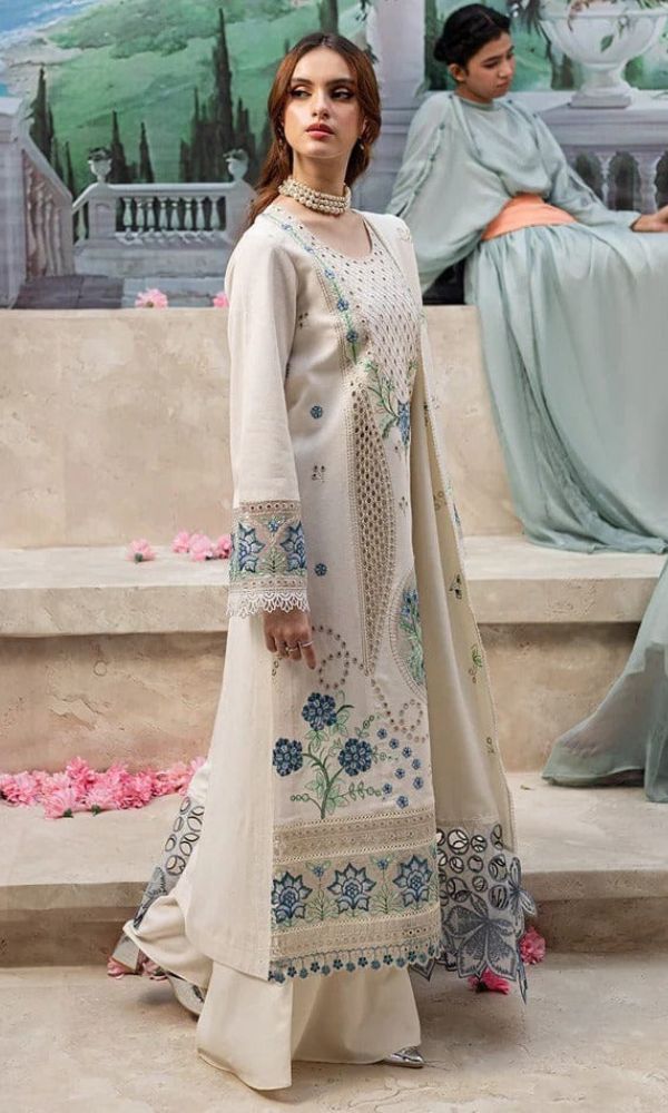 Lawn 3pc unstitched heavy embroidered summer collection suit