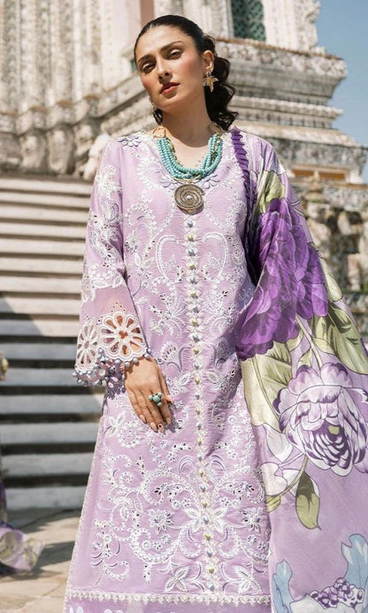 Dhanak 3pc heavy cutwork embroidered suit with woolen dupatta