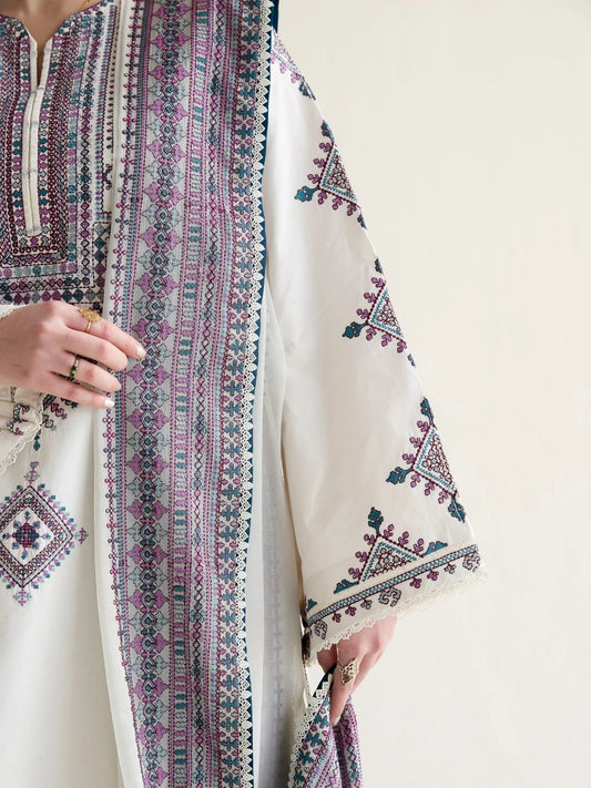 Dhanak 3pc unstitched fully embriodered winter collection suit