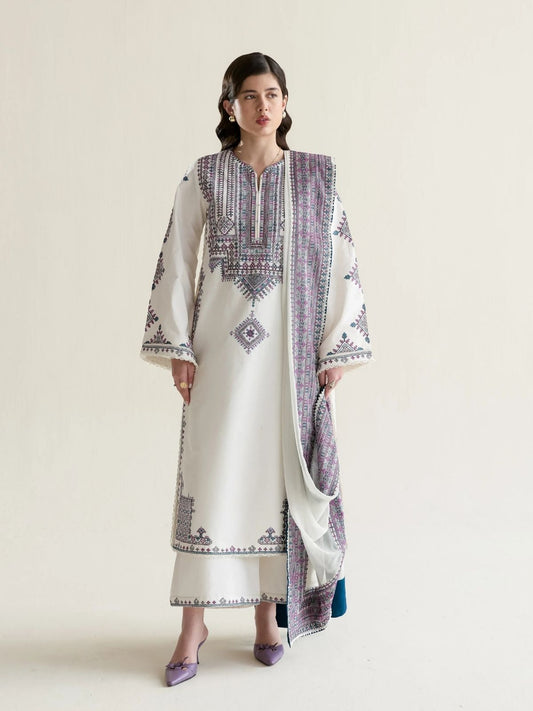 Dhanak 3pc unstitched fully embriodered winter collection suit