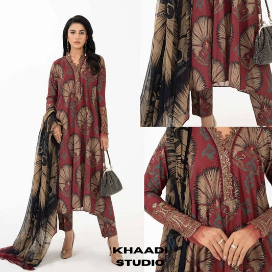 Lawn 3pc unstitched digital printed suit