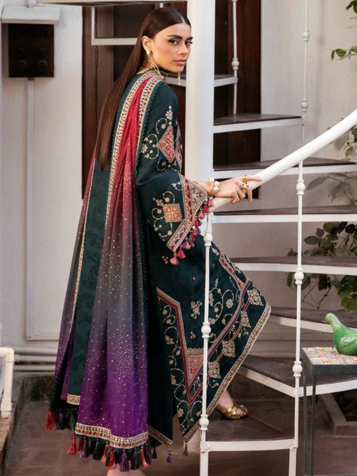 Dhanak 3pc unstitched embroidered winter collection suit