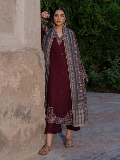 Dhanak 3pc unstitched embroidered winter collection suit