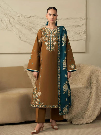 Dhanak 3pc beautiful embroidered winter collection dress