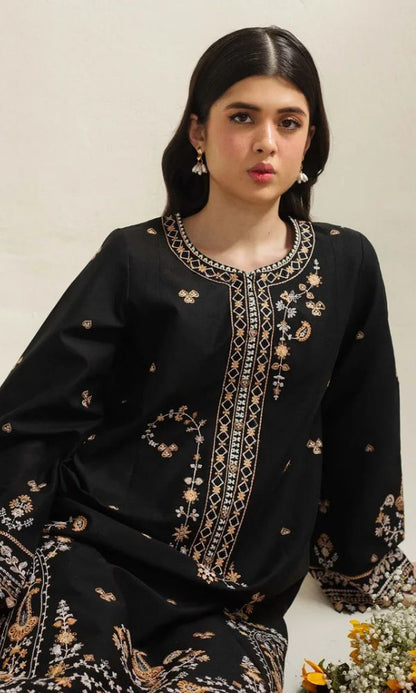 Dhanak 3pc unstitched embroidered suit with dyed silk organza dupatta