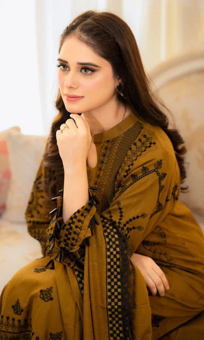 Lawn 3pc unstitched fully embroidered summer collection suit