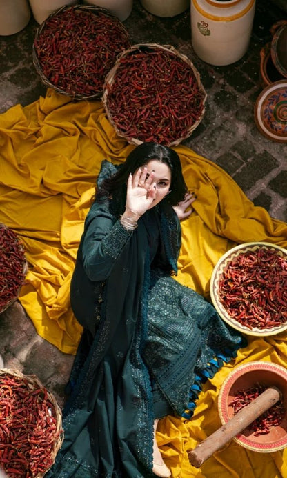 Dhanak 3pc unstitched embroidered winter collection